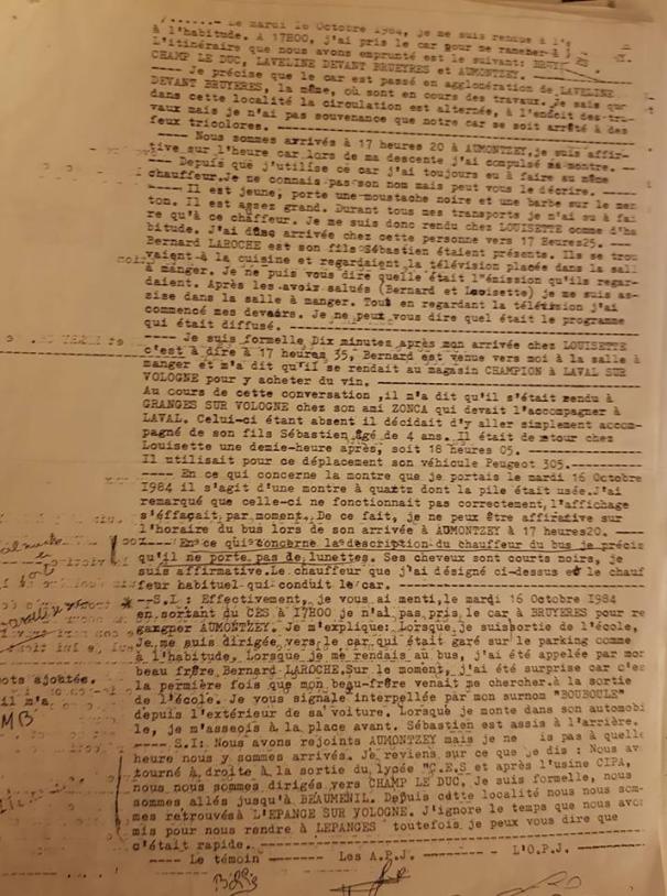 Procès verbal de Murielle Bolle (2 novembre 1984) 0